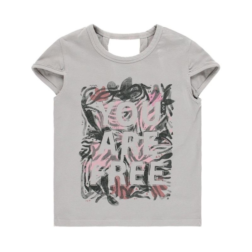Pink and Gray Graphic Short Sleeve Tee
